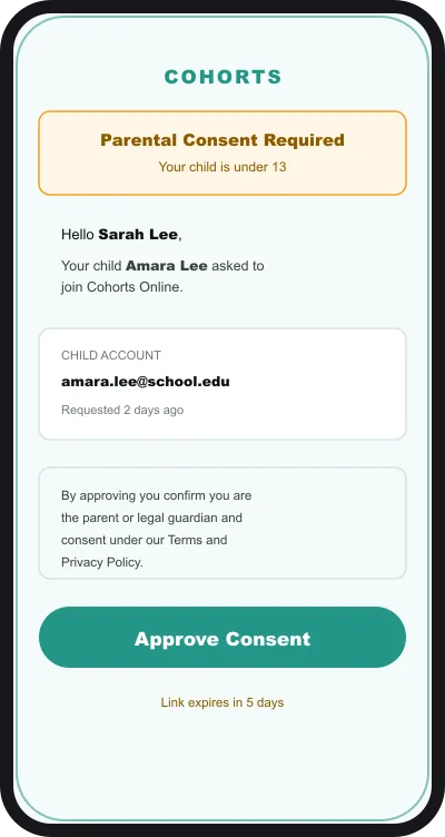 Age Gate & Parental Consent, phone mockup preview